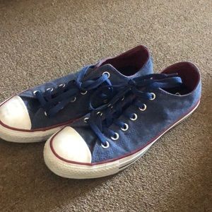 Navy converse with maroon accents